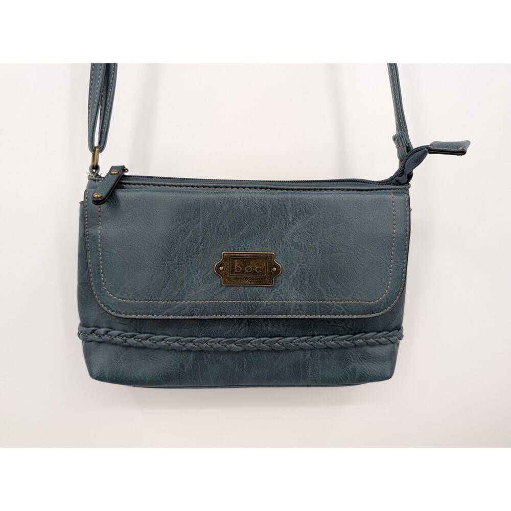 B.O.C. Born Concept Crossbody Blue Braided Leather Card Slot Lots of Pockets!